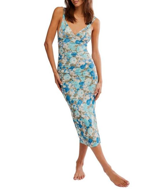 Free People Blue Print Mesh Body-Con Dress