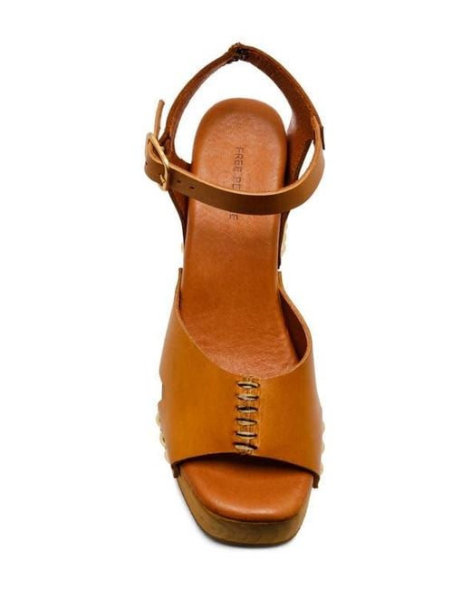 Free People Brown Cecily Ankle Strap Platform Sandal