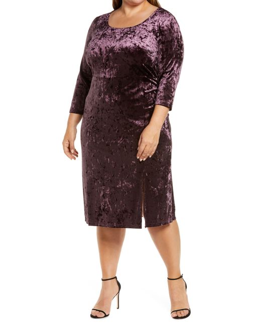 Connected Apparel Velvet Midi Dress in Red Lyst