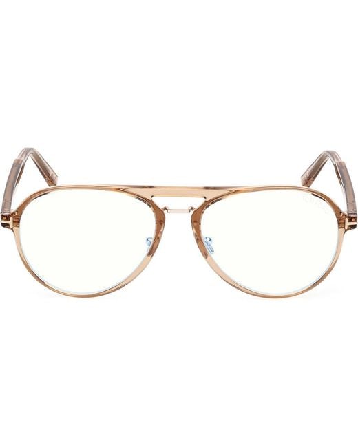 Tom Ford Brown 57Mm Pilot Light Blocking Optical Glasses for men