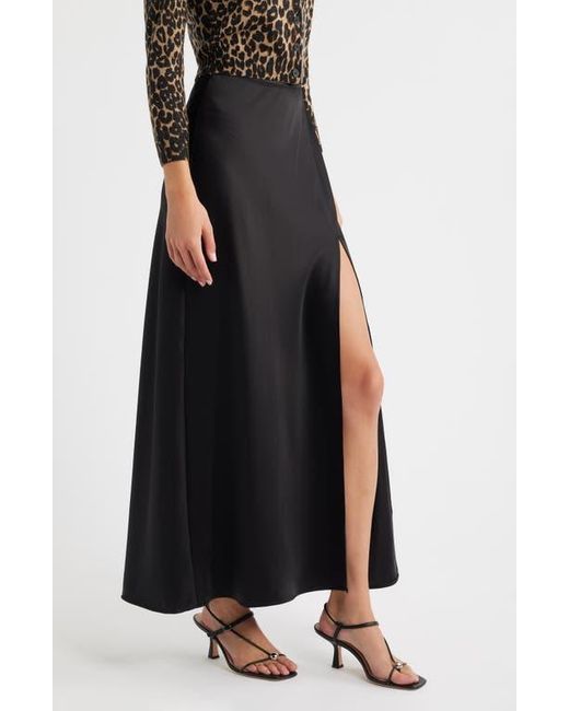 Reformation Black Layla Satin Maxi Skirt