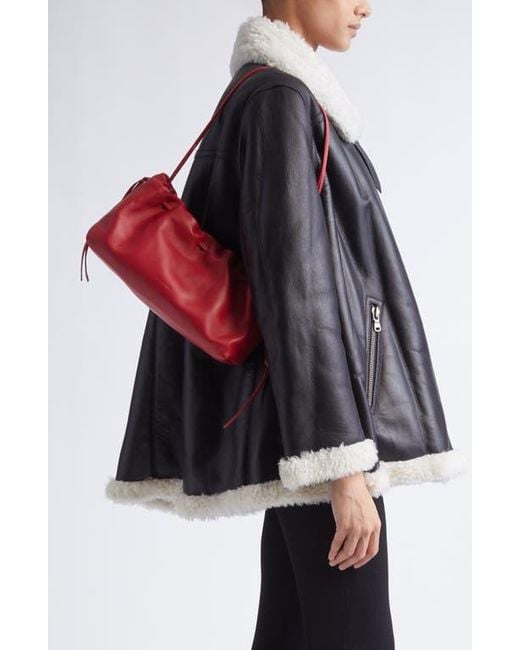 Altuzarra Red Drawstring Leather Clutch