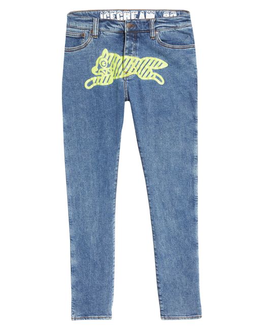 ICECREAM Blue Neon Lime Jeans for men