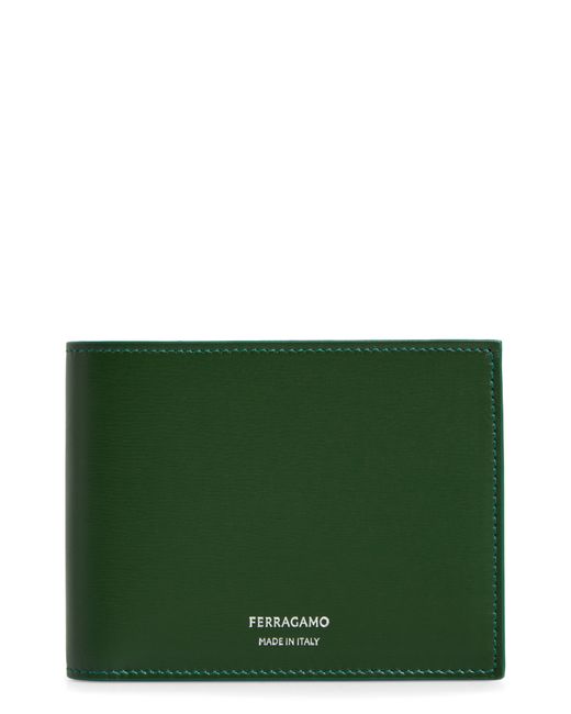 Ferragamo Green Classic Leather Bifold Wallet for men