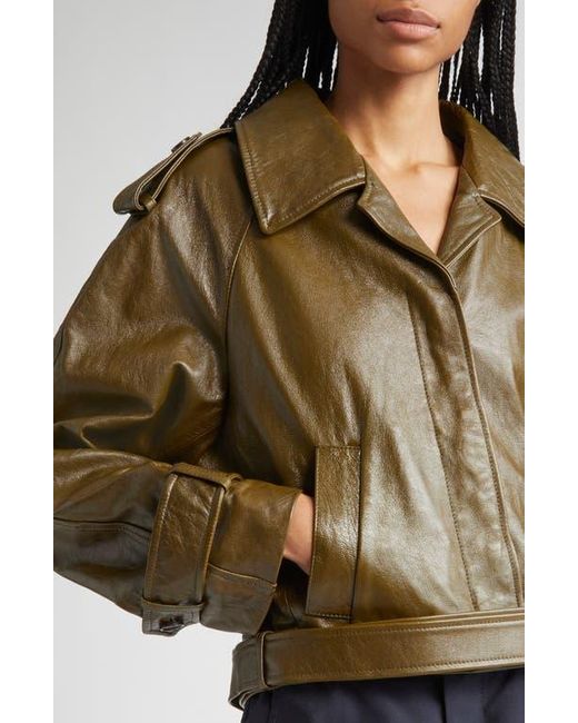 Marni Green Leather Crop Trench Coat