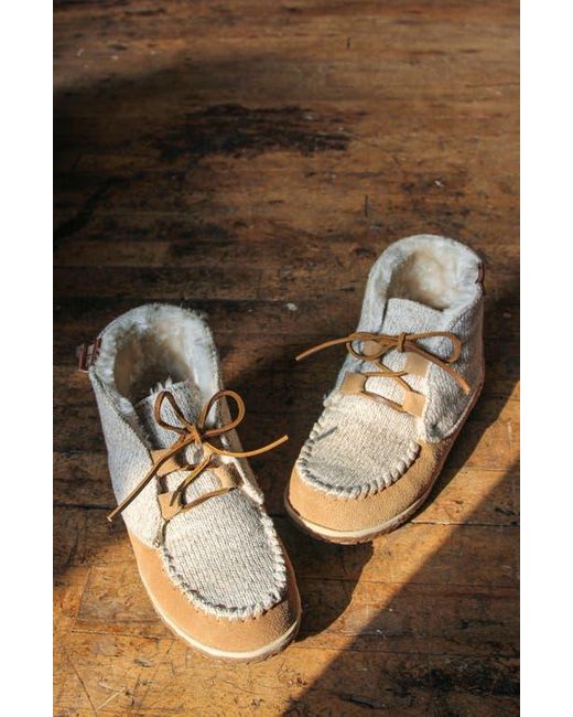 Minnetonka White Torrey Faux Fur Lined Slipper Bootie