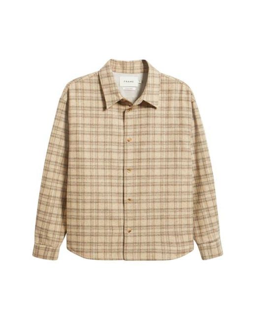 FRAME Natural Plaid Wool Blend Overshirt for men