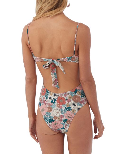 O'neill Sportswear Blue Tenley Floral Kailua Underwire One-piece Swimsuit