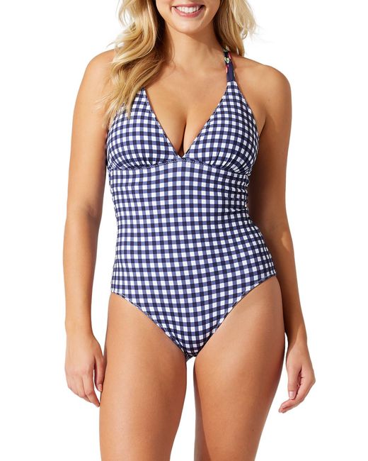 Tommy Bahama Blue Summer Floral Reversible One-piece Swimsuit