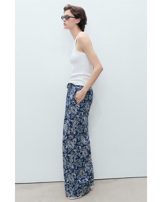 Mango Blue Print Cotton Pants