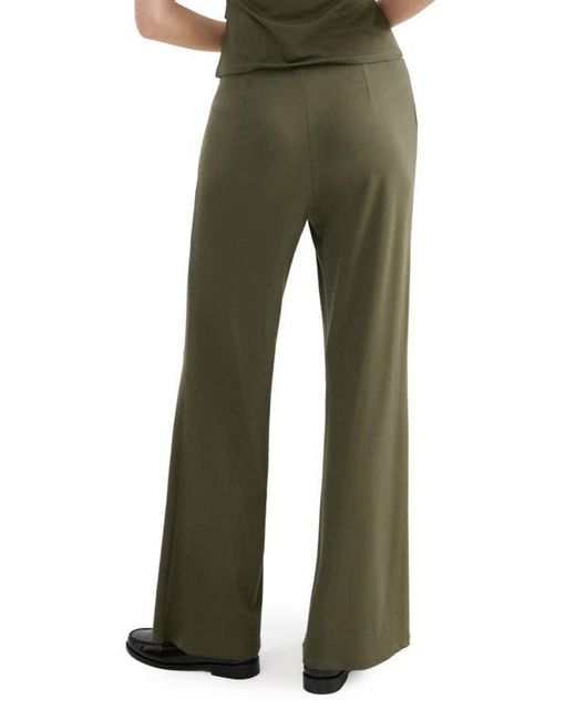 Mango Green Pull-On Straight Leg Pants
