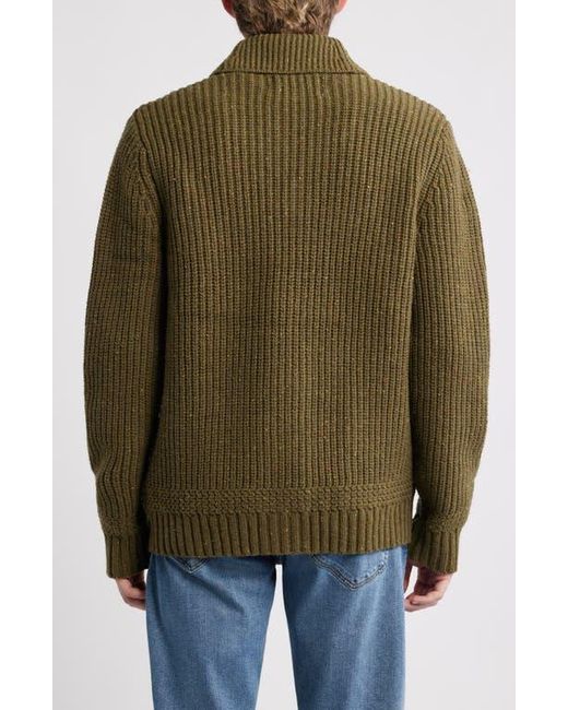 Schott Nyc Green Donegal Tweed Wool Blend Cardigan for men