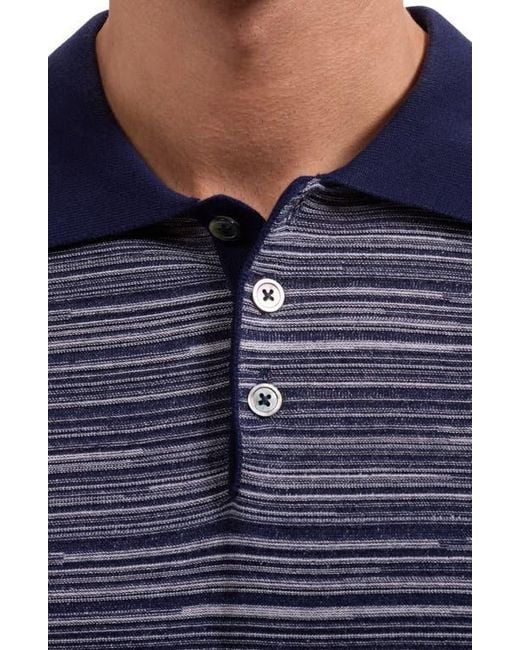 Bugatchi Blue Space Dye Polo Sweater for men