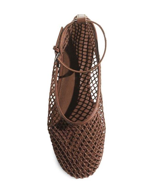 Mango Brown Ankle Strap Ballet Flat