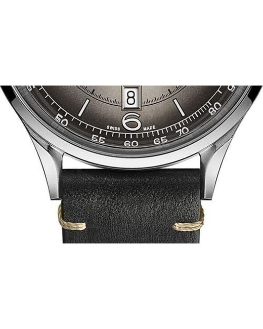 MIDO Gray Multifort Pulsemeter Automatic Leather Strap Watch, 40Mm