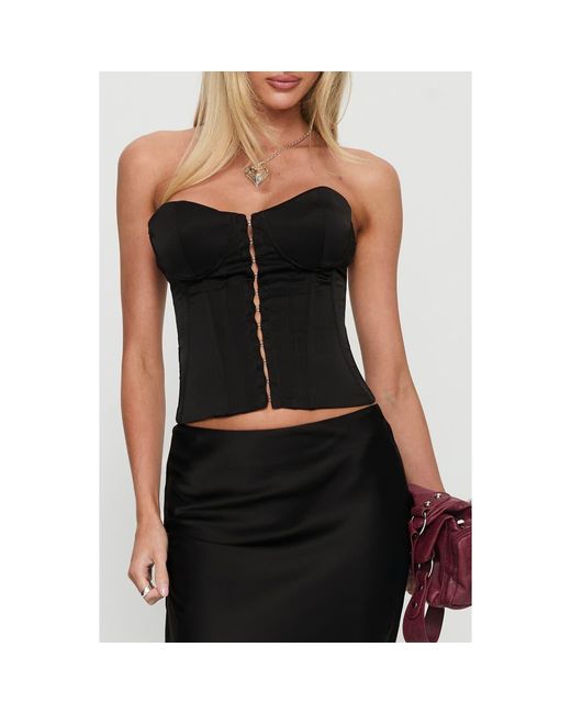 Princess Polly Women's Black Afelia Lace-Up Strapless Corset Top