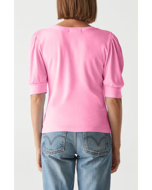 Michael Stars Pink Rosario Puff Sleeve Knit Top