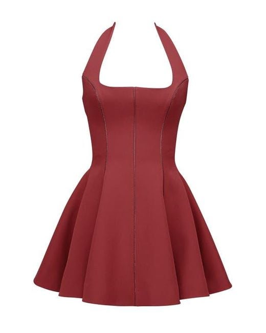 House Of Cb Red Loulette Halter Minidress