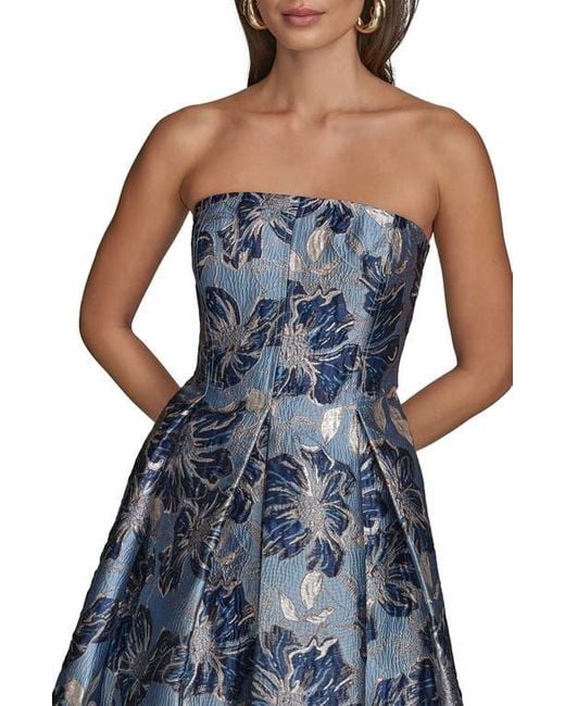 donna karan fit and flare dress Donna Karan Women's Sleeveless Linen Blend Midi Dress - Blue main image 1