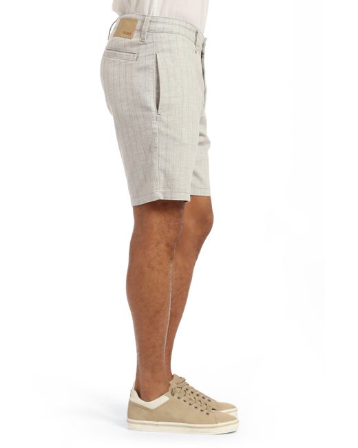 Mavi Natural Noah Pinstripe Flat Front Stretch Twill Shorts for men