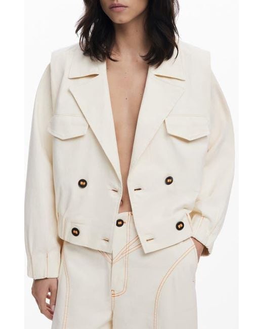 Desigual Natural Double Breasted Crop Jacket
