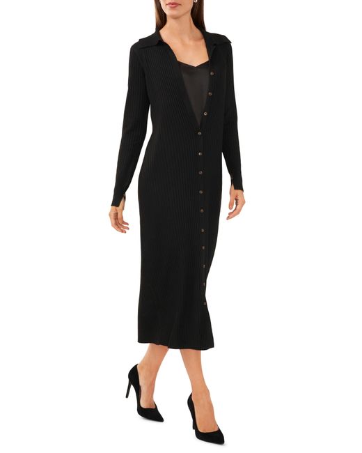 Halogen® Black Two-piece Long Sleeve Cardigan & Slipdress