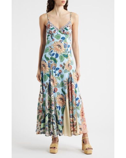Farm Rio Blue Maxi FARM Rio Floral Delight Sleeveless Maxi Dress in Blue | Lyst