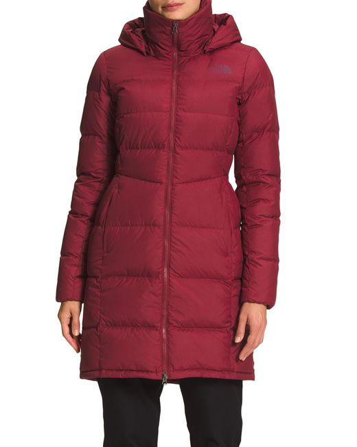 The North Face Red Metropolis Water Repellent 550-fill Power Down Parka