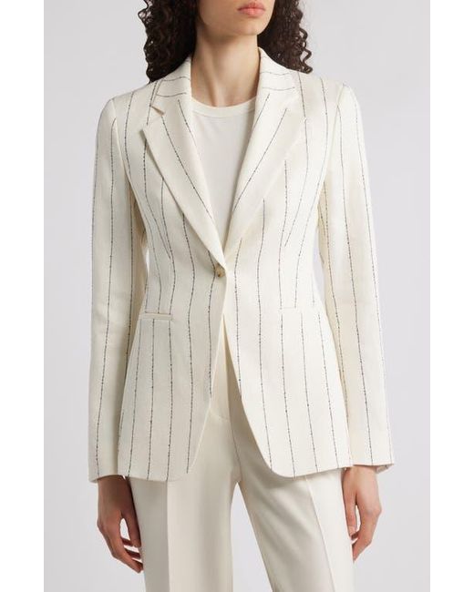 Boss Natural Jia Pinstripe Linen Blend Blazer