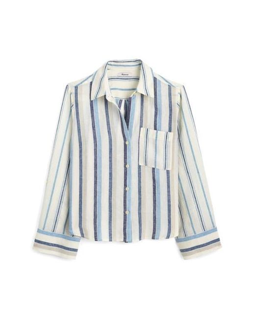 Madewell Gray Stripe Linen Button-Up Shirt