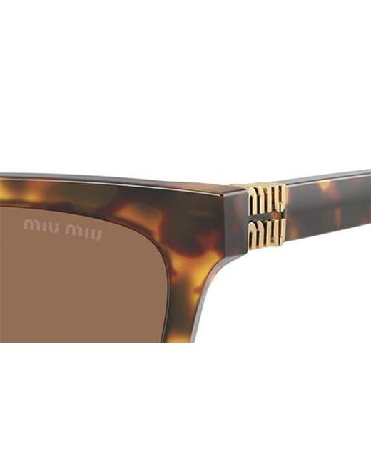 Miu Miu Brown 55Mm Rectangular Sunglasses