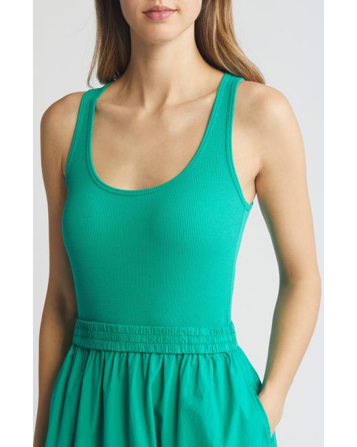 Nation Ltd Green Sadelle Stretch Cotton Midi Dress