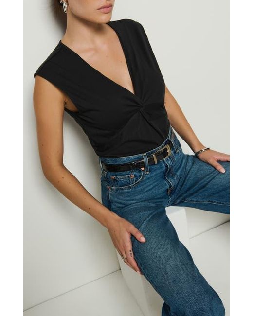 Nation Ltd Black Shelly Twist Front Sleeveless Top