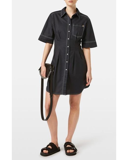 Scotch & Soda Black Stripe Structured Cotton Shirtdress