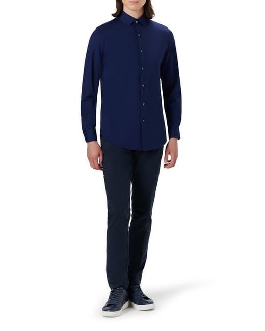 Bugatchi Blue Ooohcotton Solid Button-Up Shirt for men