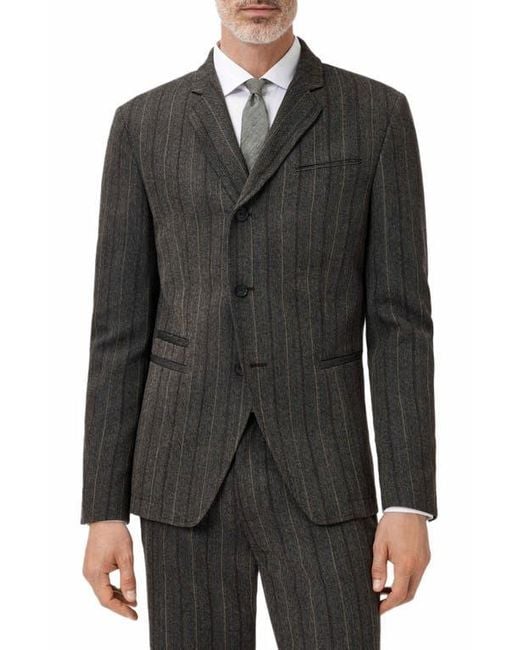 John Varvatos Black Silo Stripe Wool Blazer for men