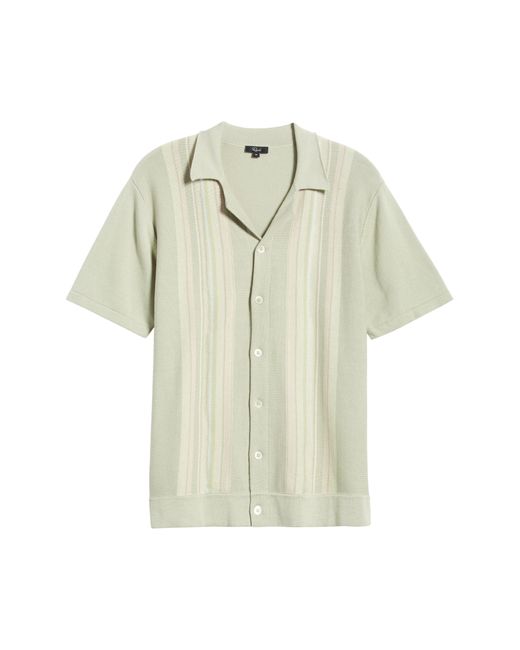 Rails Green Silas Stripe Cotton Knit Camp Shirt for men