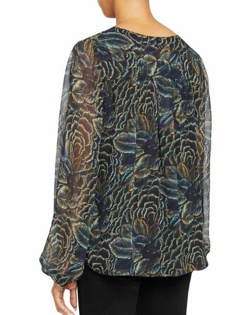Santorelli Gray Dione Long Sleeve Button Front Blouse