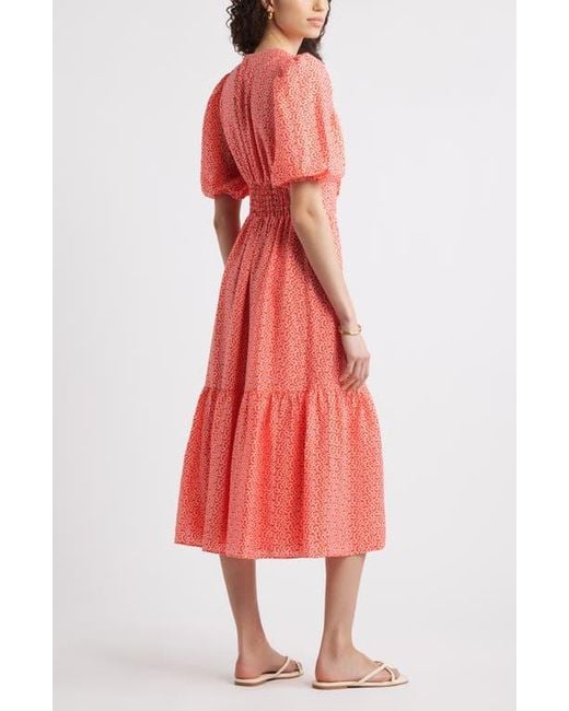 Caslon Red Twist Detail Allover Print Midi Dress