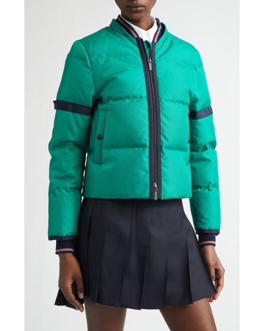 Thom Browne Green Removable Hood Down Coat