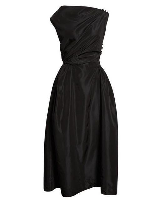 Simone Rocha Black Hip Detail Draped Bind Taffeta Dress
