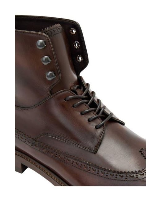 John Varvatos Brown Harrison Longwing Leather Boot for men