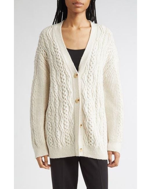 Vince Natural Mixed Stitch Wool & Cashmere Blend Cardigan