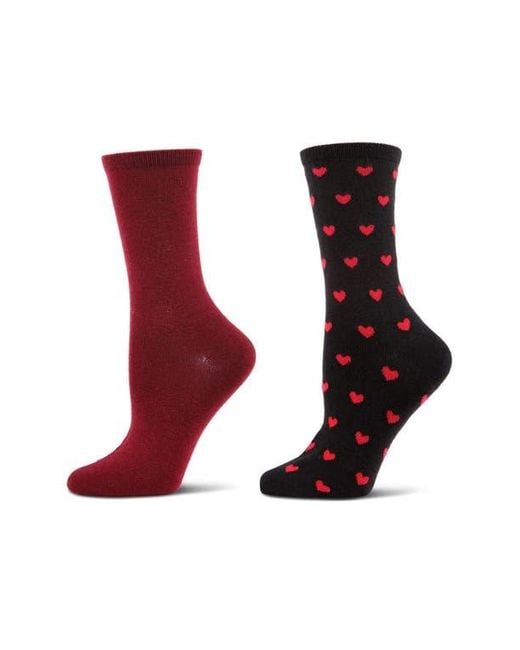 Memoi Red Assorted 2-Pack Crew Socks
