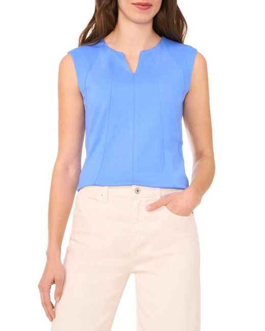 Halogen® Blue Seamed Notch Neck Ponte Shell