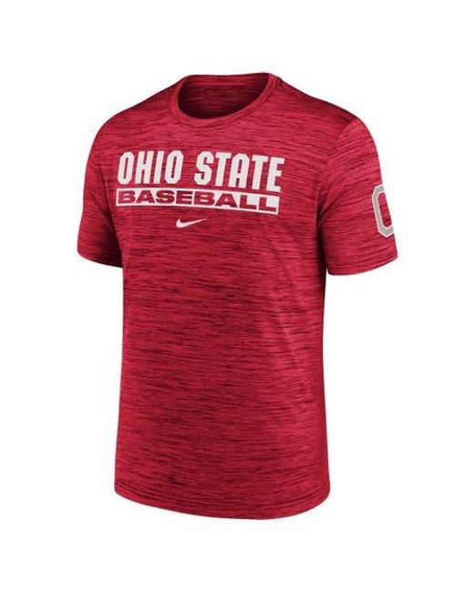 Nike Red Ohio State Buckeyes Velocity Baseball Wordmark Stack Performance T-Shirt for men