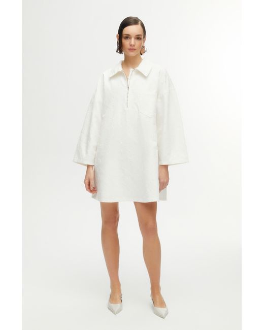 Nocturne White Oversized Denim Dress