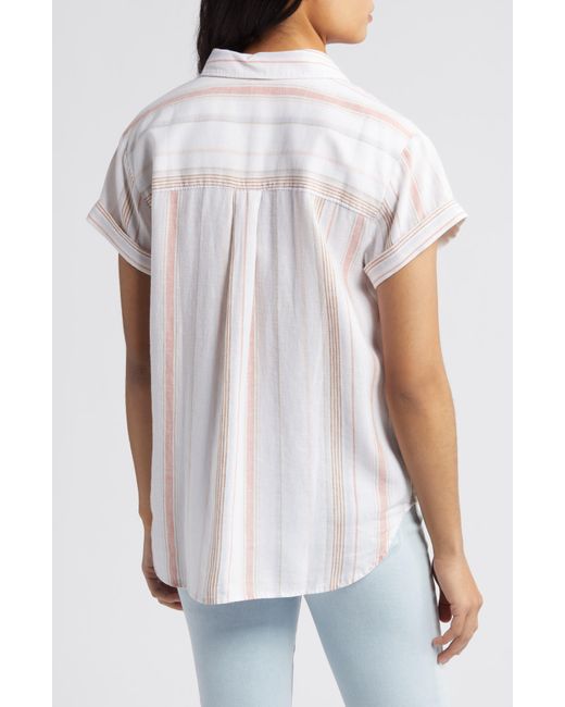 Caslon White Caslon(r) Linen Blend Camp Shirt