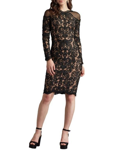 adrianna papell black lace dress vampire diaries Adriana Lace High-Slit Black Acetate Maxi Dress main image 0