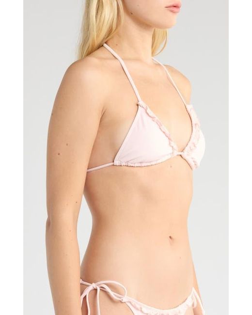 PacSun Natural Sakura Ruffle Triangle Bikini Top